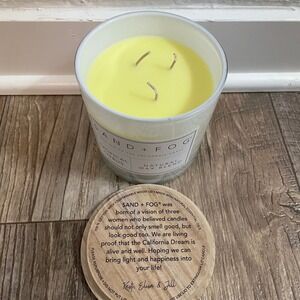 Sand + Fog Tropical Citrus 3-Wick Scented Candle 21oz Wood Lid Natural Wax Blend